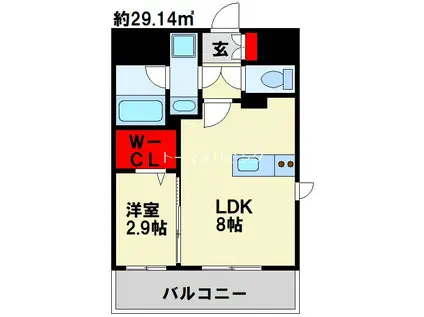 グランフォーレ小倉シティタワー(1LDK/13階)の間取り写真