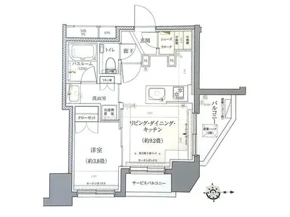 クリオ西日暮里ブライトマークス(1LDK/3階)の間取り写真