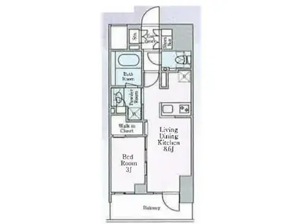 グランリビオ芝大門(1LDK/8階)の間取り写真