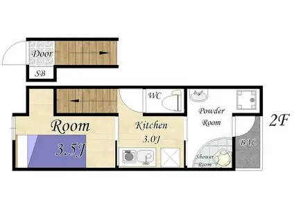 夕凪1丁目テラス(1K/2階)の間取り写真