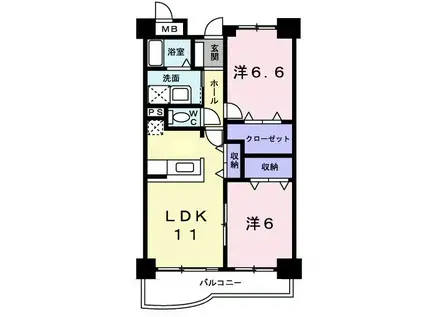グランドプレステージ熊谷(2LDK/2階)の間取り写真