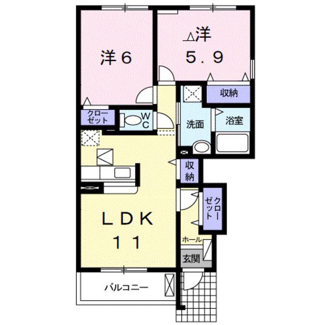 グラン・ポシビリテ III(2LDK/1階)の間取り写真
