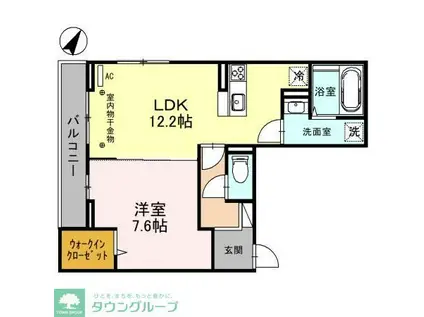 グローブ(1LDK/2階)の間取り写真