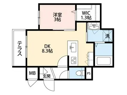 ランドヌール(1DK/3階)の間取り写真