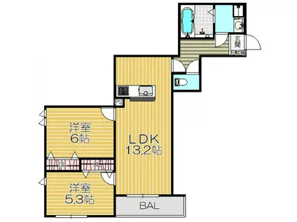 メゾン・イセキス曽根(2LDK/3階)の間取り写真