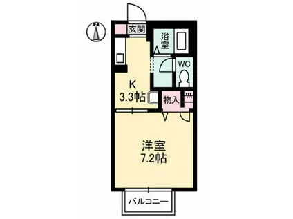 クレール・ユウ(1K/2階)の間取り写真