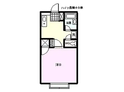 ハイツ長嶋 S棟(ワンルーム/1階)の間取り写真
