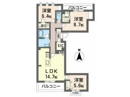 シャーメゾンウィステリア(3LDK/3階)の間取り写真