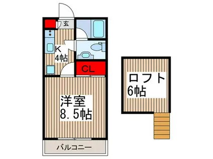 狭山ヶ丘駅 徒歩12分 都市ガス  1K(1K/1階)の間取り写真