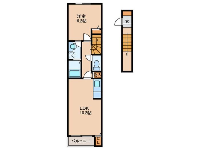 カーサ リコリス(1LDK/2階)の間取り写真