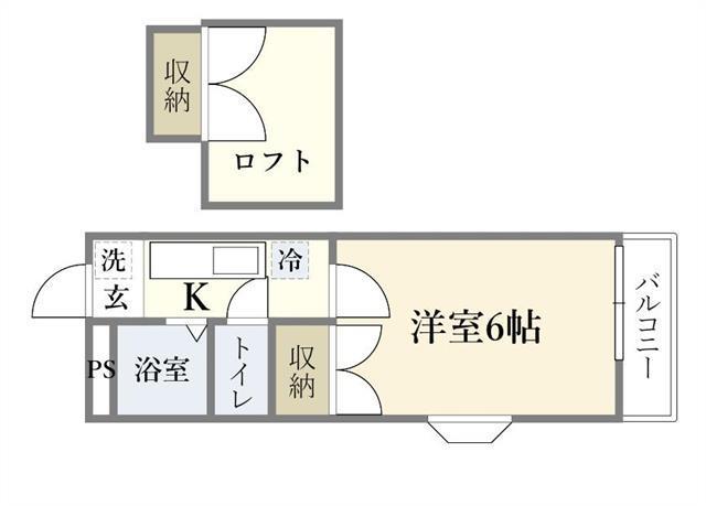 スワンパレス小松島(1K/2階)の間取り写真