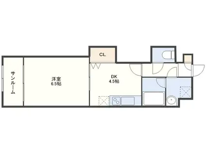 アムール扇町(1DK/3階)の間取り写真