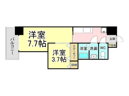 デザイナープリンセス77(2K/12階)の間取り写真