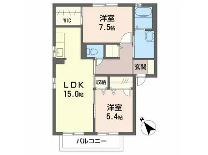 記念石台B棟(2LDK/1階)の間取り写真