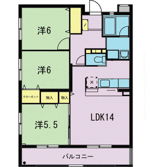 ジューダンブルクII(3LDK/3階)の間取り写真