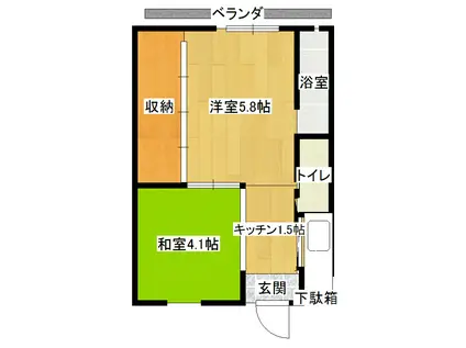 ビレッジハウス仁井田2号棟(2K/4階)の間取り写真