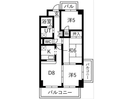 ハピネス川名(3LDK/2階)の間取り写真
