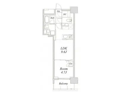 オープンレジデンシア栄(1LDK/13階)の間取り写真