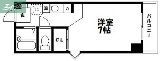 パルティール21(ワンルーム/2階)の間取り写真