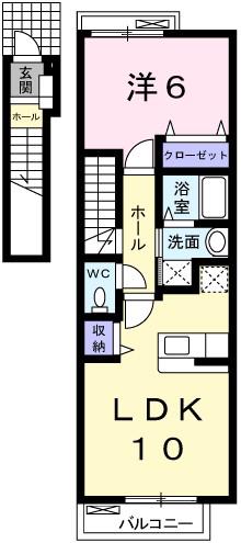 グレイス別所南(1LDK/2階)の間取り写真