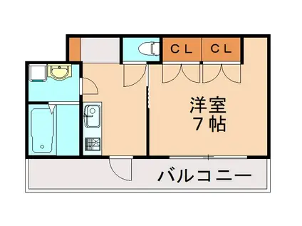 メルヴェールヒロ(1K/3階)の間取り写真