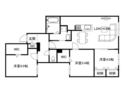 ブランシャール山の手3-2(3LDK/1階)の間取り写真