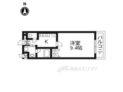 ウイング西院(1K/3階)の間取り写真