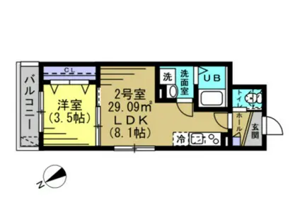 ディーケー新松戸2(1LDK/1階)の間取り写真