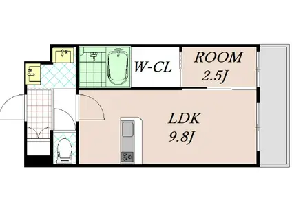 ソルテラス京都東寺HOMARE(1LDK/4階)の間取り写真