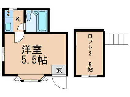第2氷川台ハイム(1K/2階)の間取り写真