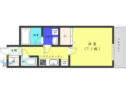 ALESIA北円山(1K/5階)の間取り写真