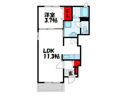 クレール・ファミーユII(1LDK/1階)の間取り写真