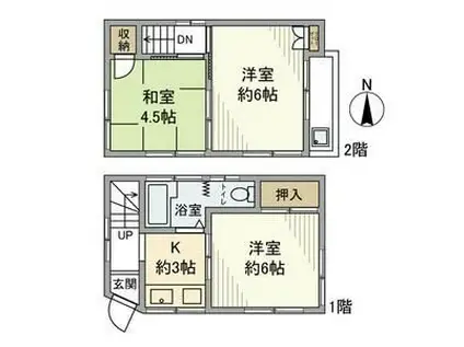 バイオレットハイツ(2DK/2階)の間取り写真