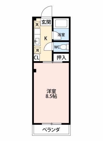 パレス峰2(1K/1階)の間取り写真