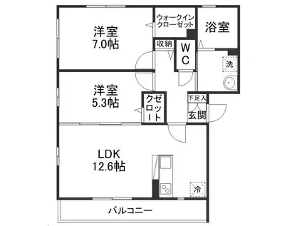 ラルジュ(2LDK/1階)の間取り写真