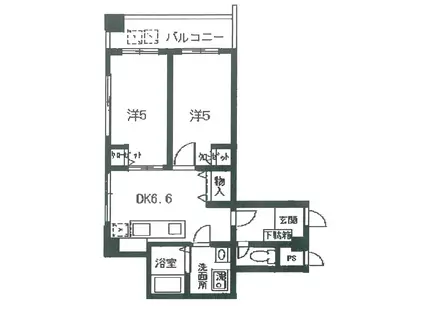 ヒカリレジデンス(2DK/4階)の間取り写真