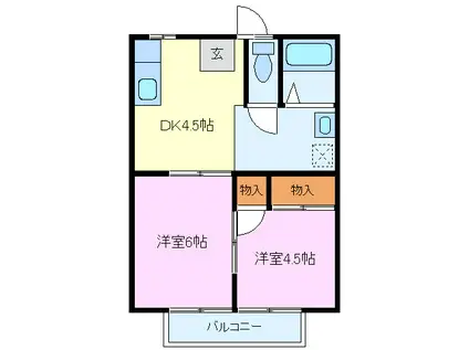 ハイツ宮塚(2DK/2階)の間取り写真