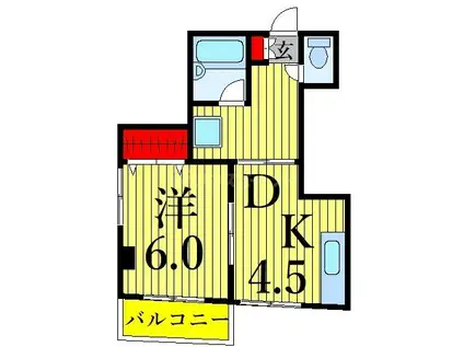 プリムールマンション(1DK/3階)の間取り写真