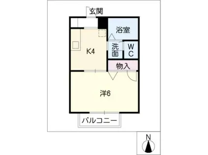 ヴァンベール名北B棟(1K/2階)の間取り写真