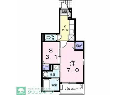 RAINBOW SKY Z(1SK/1階)の間取り写真