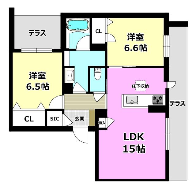 シャーメゾン ハル 水尾(2LDK/1階)の間取り写真