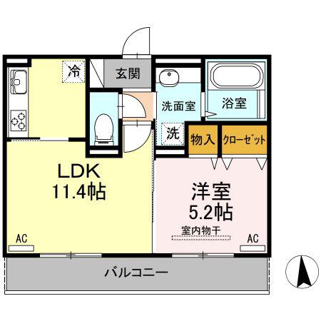 インペリアル(1LDK/3階)の間取り写真
