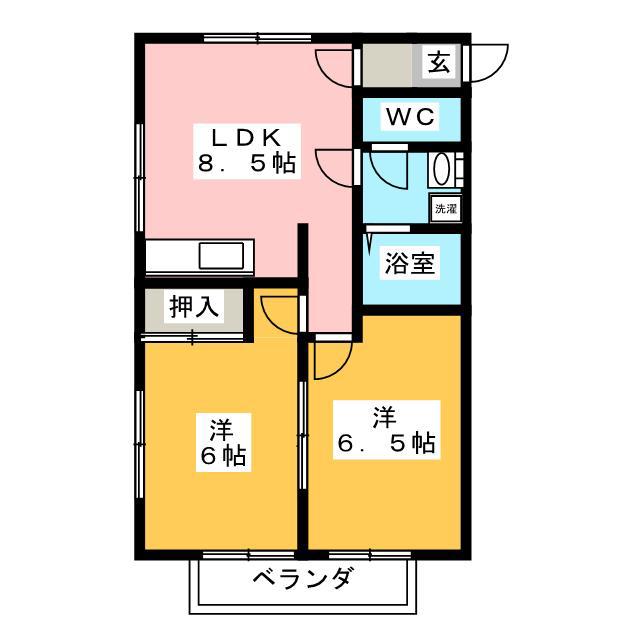 クリオコート西府IIC棟(2DK/1階)の間取り写真