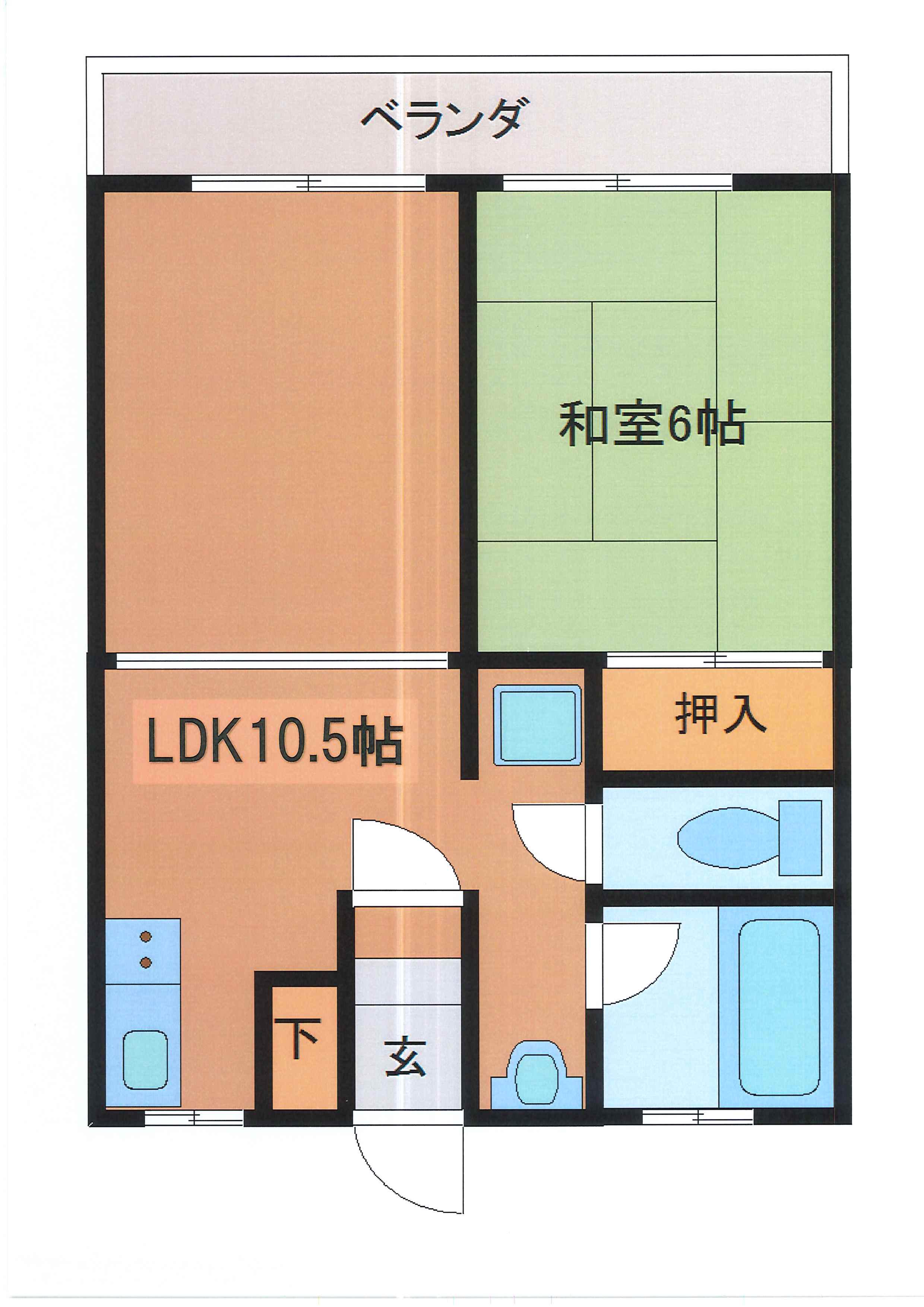 舛沢ハイツ(1LDK/3階)の間取り写真