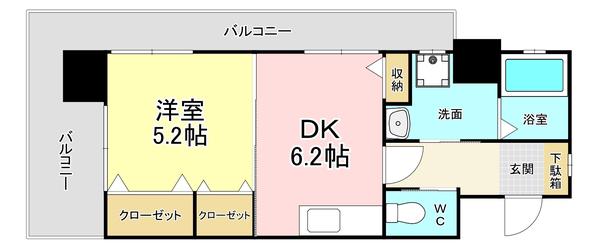 ミーナ原町(1DK/5階)の間取り写真