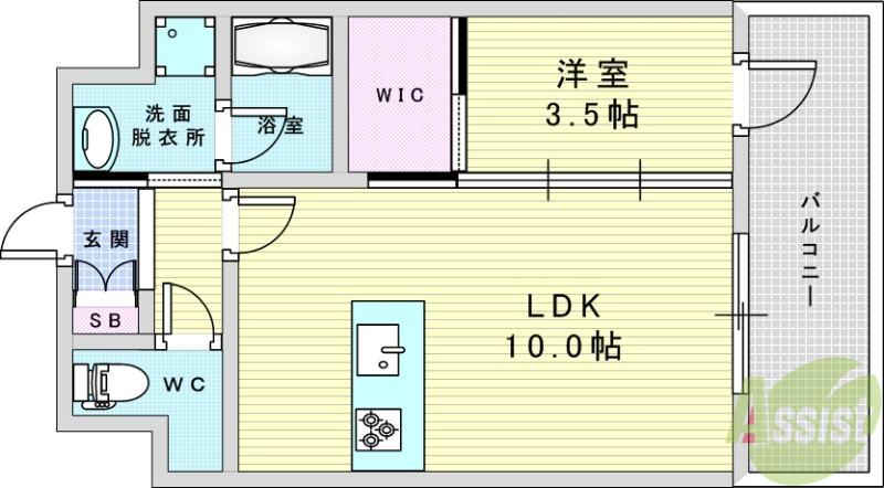 ALIVIS三国本町(1LDK/4階)の間取り写真