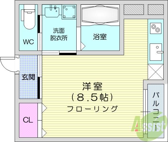 グラン・ドミール仙台駅東(ワンルーム/3階)の間取り写真