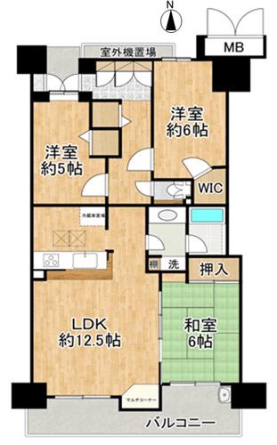 ロイヤルアーク狭山(3LDK/4階)の間取り写真