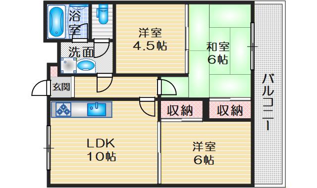 マンションユタカ(2LDK/2階)の間取り写真