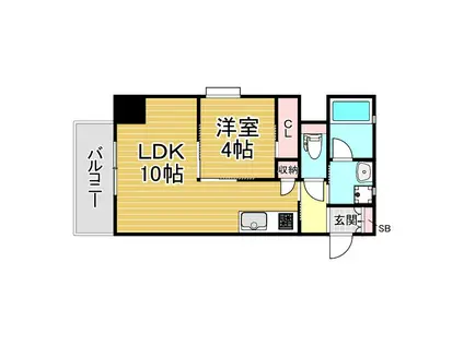 アヴェニール永沢(1LDK/6階)の間取り写真